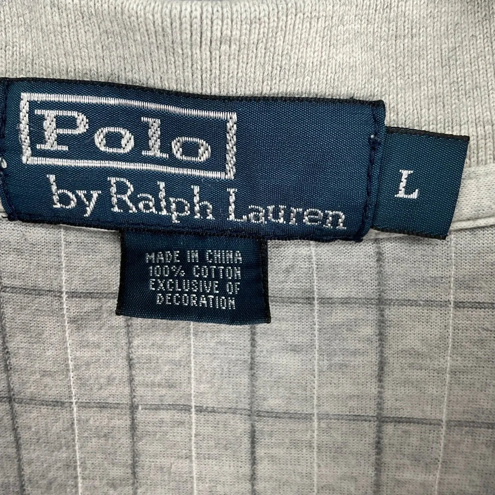 Polo‎ Ralph Lauren Polo Shirt Mens Large Gray Windowpane Check Cotton Preppy